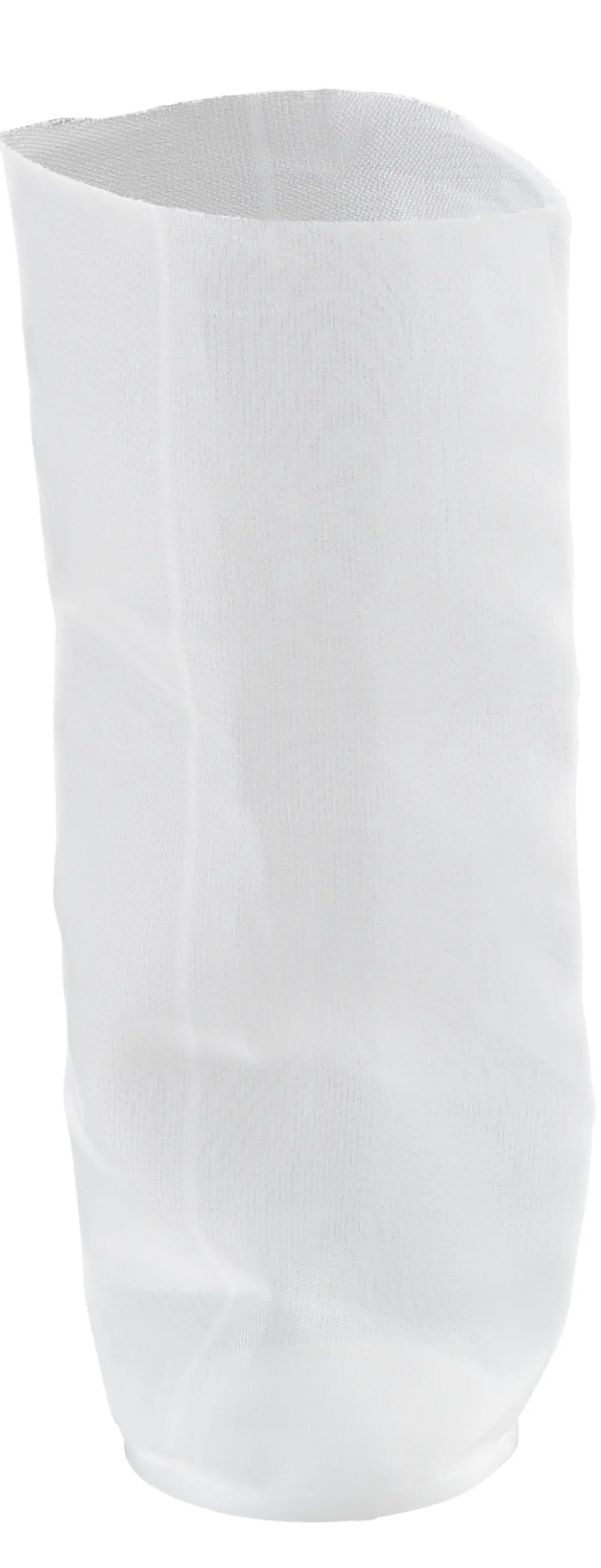 Weißer Filterstrumpf aus textilähnlichem Material, flexibel geformt, geeignet für die Verwendung mit Oventrop-Produkten zur Filtration von Flüssigkeiten.